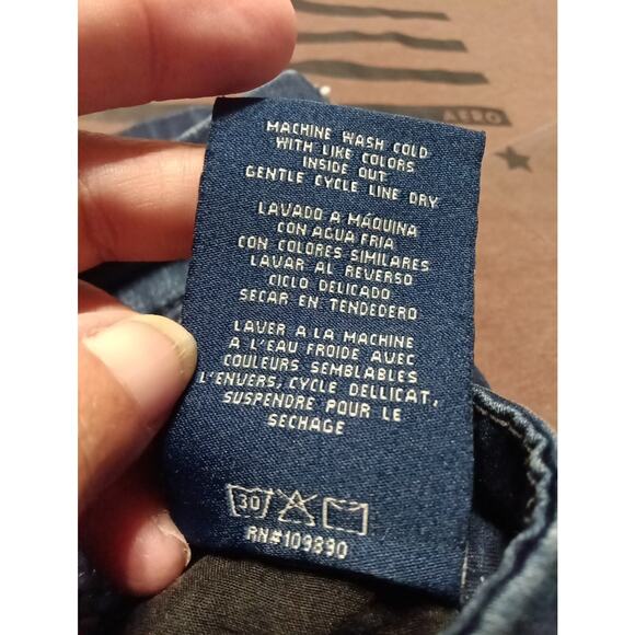 Seven7 Women's Blue Jeans Rocker Slim Size 14 Dark Wash Low Rise Boot Cut - Picture 11 of 11